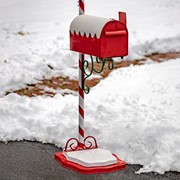 Zaer Ltd International Pre-Order: 72"T Christmas Mailbox with Candy Cane Pole and Hanging Sign Plate ZR361690 View 4