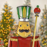 Zaer Ltd International 59" Tall Iron Christmas Burgundy Nutcracker Holding Baton "Henry" ZR131167 View 4