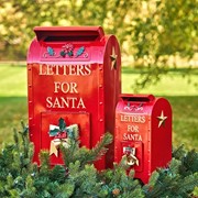 Zaer Ltd International Pre-Order: Set/2 Medium & Small Glossy Red Christmas Mailboxes with Gold Details ZR140302-MS View 4