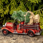 Zaer Ltd International 1930's Vintage Style Fire Truck with Open Cab & Christmas Tree VA170004 View 4