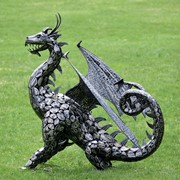 Zaer Ltd International 4.5 ft. Tall Large Iron Dragon Statue with Curly Tail " Igor" ZR170266 View 4