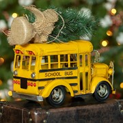 Zaer Ltd International Vintage Style Yellow Model School Bus with Christmas Tree VA170006 View 4