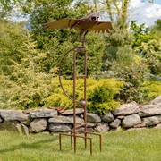 Zaer Ltd International 76" Tall Large Iron Rocking Owl with Moving Wings Garden Stake in Rust "Winslow" ZR156006-RS View 4