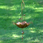 Zaer Ltd. International Pre-Order: Set/6 Assorted Animal Hanging Umbrella Birdfeeder Wind Chimes in Rust ZR777107-RSS View 4