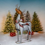 Zaer Ltd International Set of 3 Large Galvanized Reindeer with Bows and Bells ZR170827 View 4