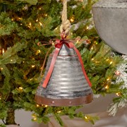 Zaer Ltd International Set of 7 Large Galvanized Jingle Bells with Ribbon and Rope ZR175353-SET View 4
