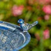 Zaer Ltd International 27" Tall Ornate Pedestal Birdbath with Little Bird Details in Blue ZR160318-BL View 4