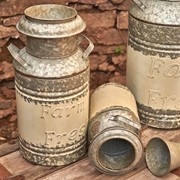 Zaer Ltd International Set of 3 Galvanized Old Style Milk Can Planters in Cream ZR180140-CR View 4