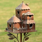 Zaer Ltd International Pre-Order: 73.75"T Country Style MultiHome Iron Birdhouse Stake "Plumsteadville" ZR182431 View 4