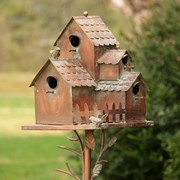 Zaer Ltd International Pre-Order: 73.75"T. Country Style Multi-Home Iron Birdhouse Stake "Doylestown" ZR182432 View 4