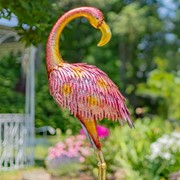 Zaer Ltd International 42" Tall Set of 4 Metallic Pink Iron Flamingo Outdoor Decorations ZR801006-SET View 4