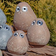 Zaer Ltd International Set of 3 Solar "Rock" Birds with Floral Etching in 3 Assorted Colors VA100004 View 4