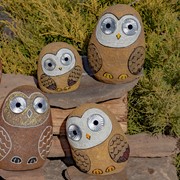 Zaer Ltd International Set of 3 Solar "Rock" Owls with Light Up Eyes in 3 Assorted Colors VA100001 View 4