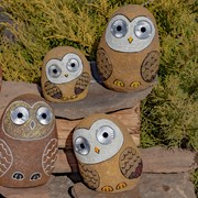 Zaer Ltd International Pre-Order: Set of 3 Solar "Rock" Owls with Light Up Eyes in 3 Assorted Colors VA100001-SET View 4