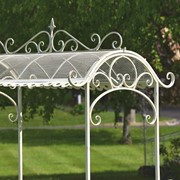 Zaer Ltd. International Pre-Order: "Tusheti" Large Iron Flower Cart with Roof in Antique White ZR180522-AW View 4
