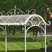 Zaer Ltd. International Pre-Order: "Tusheti" 78.74" Tall Large Iron Flower Cart with Roof in Antq. White ZR180522-AW View 4