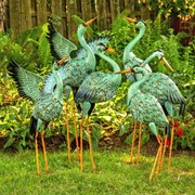 Zaer Ltd International Set of 6 Assorted Style Blue Crane Metal Yard Figurines ZR801808-SET View 4