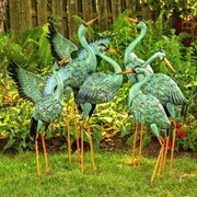 Zaer Ltd International Pre-Order: Set of 6 Assorted Style Iron Blue Crane Yard Figurines ZR801808 View 4