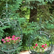 Zaer Ltd International Pre-Order: Set of 2 Tall "Tamar" Iron Planters in Verdi Green ZR170813-VG View 4