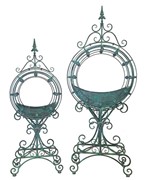 Zaer Ltd International Pre-Order: Set of 2 Tall "Tamar" Iron Planters in Antique White ZR170813-AW View 4