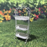 Zaer Ltd International Pre-Order: 43" Tall Three Tier Iron Plant Stand in Antique White ZR180978-AW View 4