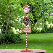 Zaer Ltd International Pre-Order: 59" Tall Standing Iron Lantern with LED Lights and Wreath ZR180857 View 4