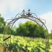 Zaer Ltd International "Stephania" 8ft. Tall Garden Gate Arch with Side Shelves in Copper-Brown ZR180830-CB View 4