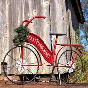 Zaer Ltd International Large Iron "Merry Christmas" Bicycle Decor with Light-Up Wreath ZR181746 View 4