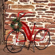 Zaer Ltd International Small Iron "Merry Christmas" Bicycle Decor with Light-Up Wreath ZR181747 View 4