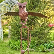 Zaer Ltd International 81" Tall Large Flying Owl Metal Rocking Stake in Antique Rust "Wesley" ZR182410-RS View 4