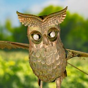 Zaer Ltd International 81" Tall Large Metal Solar Flying Owl Rocking Stake with Light-up Eyes " Weston" ZR182411-BZ View 4