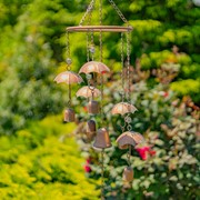 Zaer Ltd International 39.75" Long Antique Copper Umbrella Wind Chime with Glass Marbles & Bells ZR192149 View 4