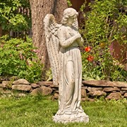 Zaer Ltd International Pre-Order: 47" Tall Standing Magnesium Angel Holding Heart in Grey "Evangeline" ZR228647-GY View 4