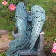 Zaer Ltd International 35" Tall Magnesium Napping Angel on Bench in Antique Bronze "Seraphina" ZR229035-BZ View 4