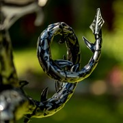 Zaer Ltd International 83.5" Tall Iron Dragon Swing Stake with Tail Up "Sunfyre" ZR191047 View 4