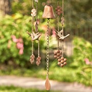 Zaer Ltd International Pre-Order: 37" Long Antique Copper Hanging Birdhouse Wind Chime "Silo” ZR190557-B View 4