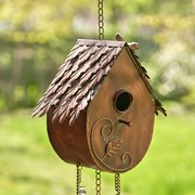 Zaer Ltd International Pre-Order: 38" Long Antique Copper Hanging Birdhouse Wind Chime "Farmhouse” ZR190557-C View 4