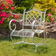 Zaer Ltd International "Stephania" Victorian-Style Iron Garden Armchair in Antique White ZR090518-AW View 4