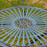 Zaer Ltd. International "Stephania" Victorian-Style Folding Iron Garden Table in Antique Blue ZR090519-BL View 4