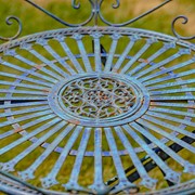 Zaer Ltd. International Pre-Order: "Stephania" Victorian-Style Folding Iron Garden Table in Antique Blue ZR090519-BL View 4