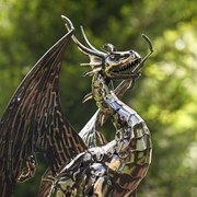 Zaer Ltd International 21" Tall Metal Dragon Statue "Vakhtang" ZR180714 View 4