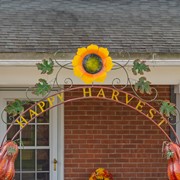 Zaer Ltd International Pre-Order: 9.7ft. Tall Large Iron "Happy Harvest" Arch with Pumpkin Columns ZR190649 View 4