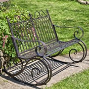 Zaer Ltd International "Tatiana" Iron Rocking Garden Bench in Antique Bronze ZR819611-BZ View 4