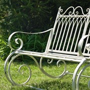 Zaer Ltd International "Tatiana" Iron Rocking Garden Bench in Antique White ZR819611-WH View 4