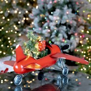 Zaer Ltd International Small Red Airplane with Lighted Christmas Tree and Gifts ZR190160 View 4