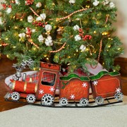 Zaer Ltd International 15" Long Red Iron Christmas Train with Snowflakes & Candleholder ZR180893 View 4