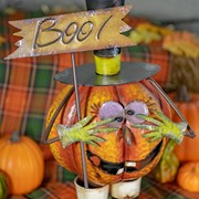 Zaer Ltd International Pre-Order: 28.25" Tall Top Hat Jack-O-Lantern Figurine with BOO Sign ZR190616 View 4