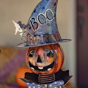 Zaer Ltd International Pre-Order: 56.25" Tall Metal Pumpkin Soldier with Candy Bowl & Multicolor Lights ZR190410 View 4