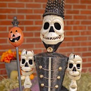 Zaer Ltd International Pre-Order: Set of 2 Standing 63.5" Tall Halloween Skeleton Soldiers with Staffs ZR983492-3-SET View 4
