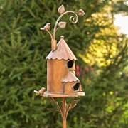 Zaer Ltd International Pre-Order: 75" Tall Two Story Silo Copper Finish Birdhouse Stake "Lancaster" ZR193291 View 4